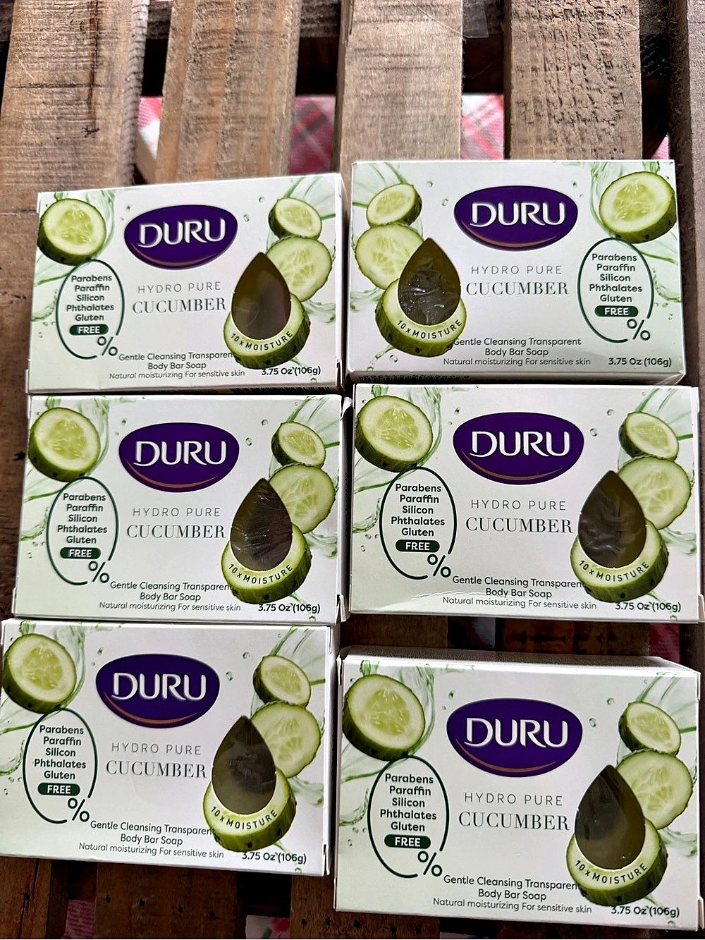 Duru Hydro Pure Cucumber Transparent Body Bar Soap 6-Count